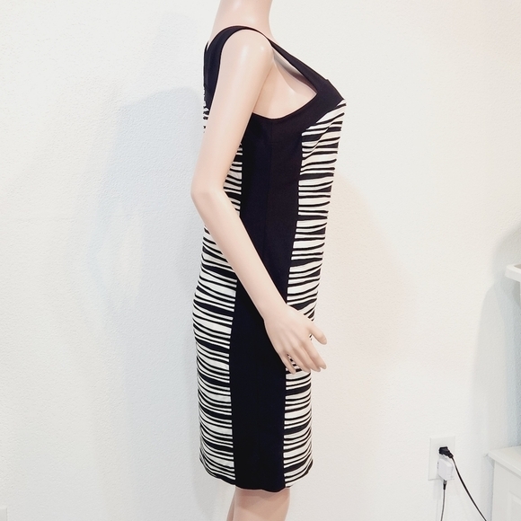 BALI Textured Striped Wave Colorblock Asymmetrical Shoulder Dress Size L - Picture 10 of 14